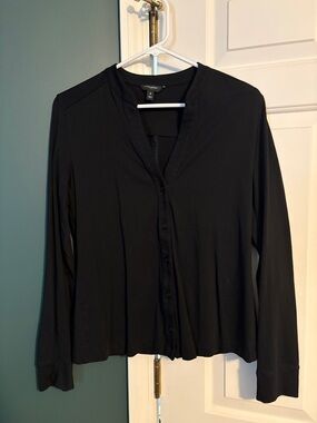 Banana Republic Black Button-Down Long Sleeve Top